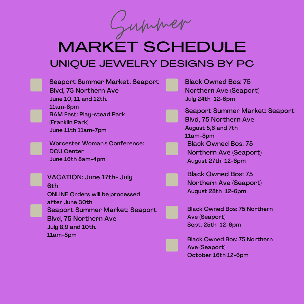 Summer Market Schedule